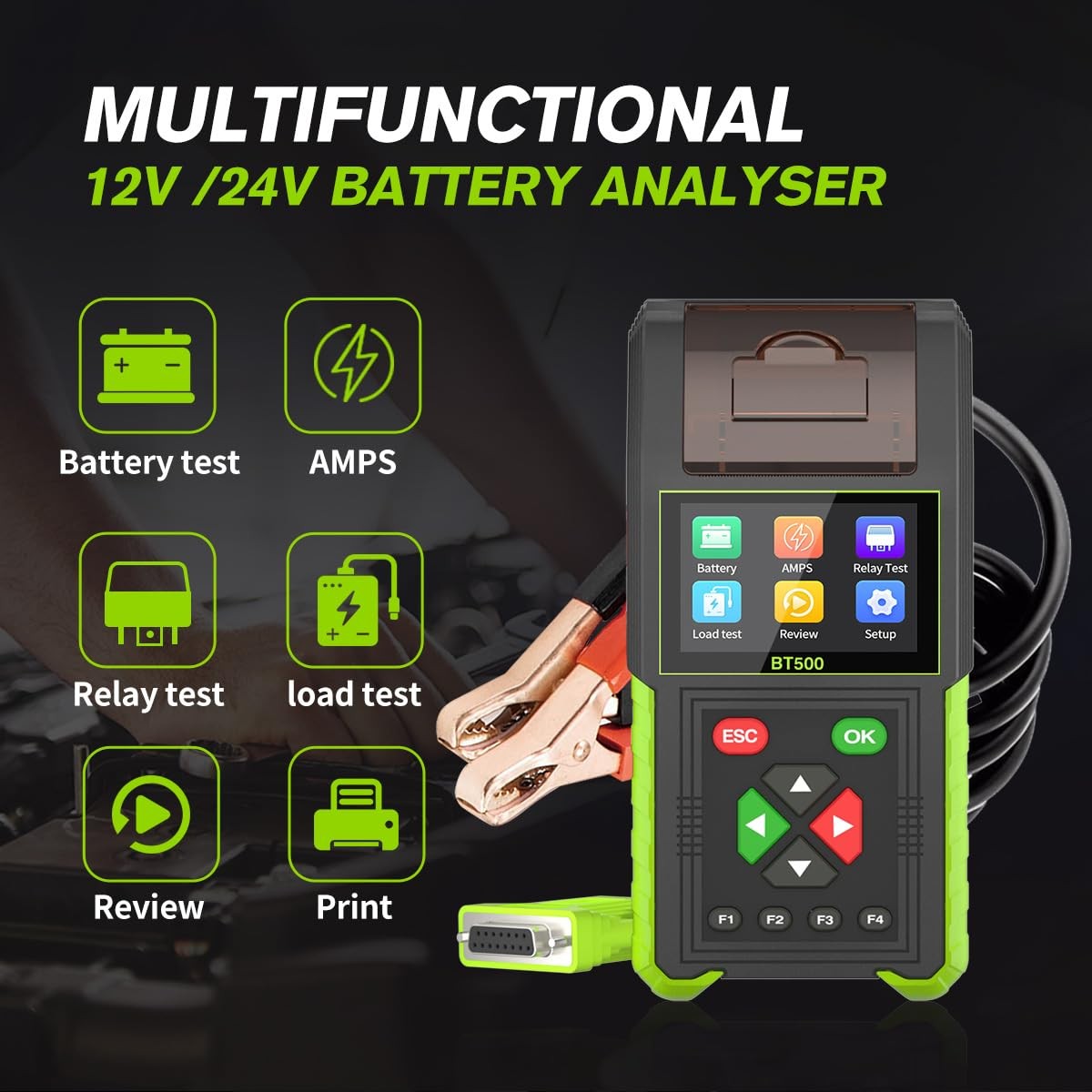 for Batteries Load/Alternator/Capacity TopDiag  Car Battery Tester Printer