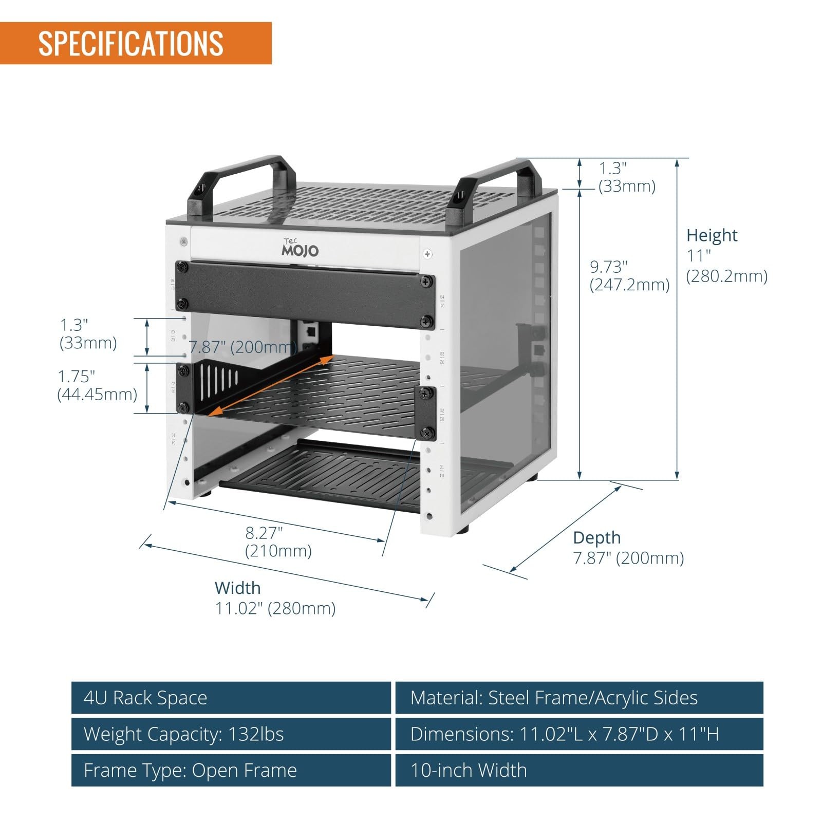 4U Network Rack, 10 inch Mini Server Rack with 2 Side Translucent Panels & 2 ...