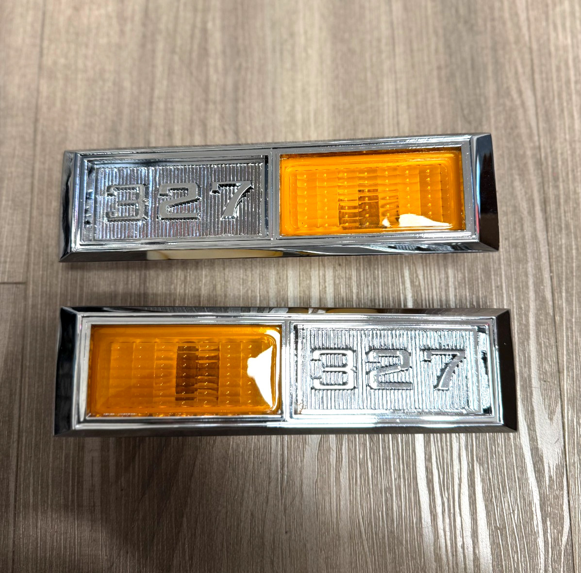 Free Ship PAIR- 1968 Impala Bel Chevelle Nova 327 Side Marker Emblem Bezel Lamp