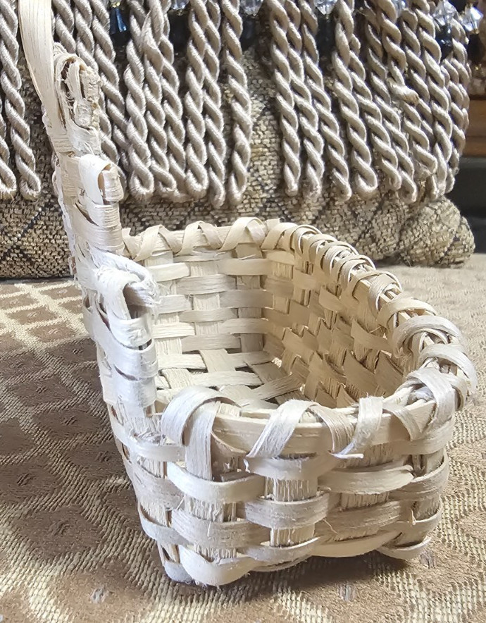 tiny handmade hanging basket 3 1/2"T x 4"x 2 1/8" collectable unique