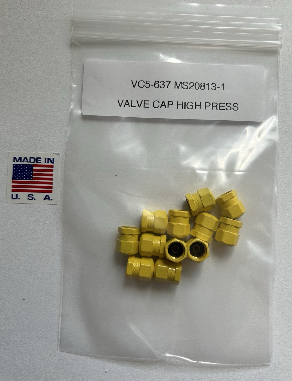 VC5 637 MS20813-1 AIRCRAFT SCHRADER VALVE CAP Tires Accumulators HI-PRES PACK 12