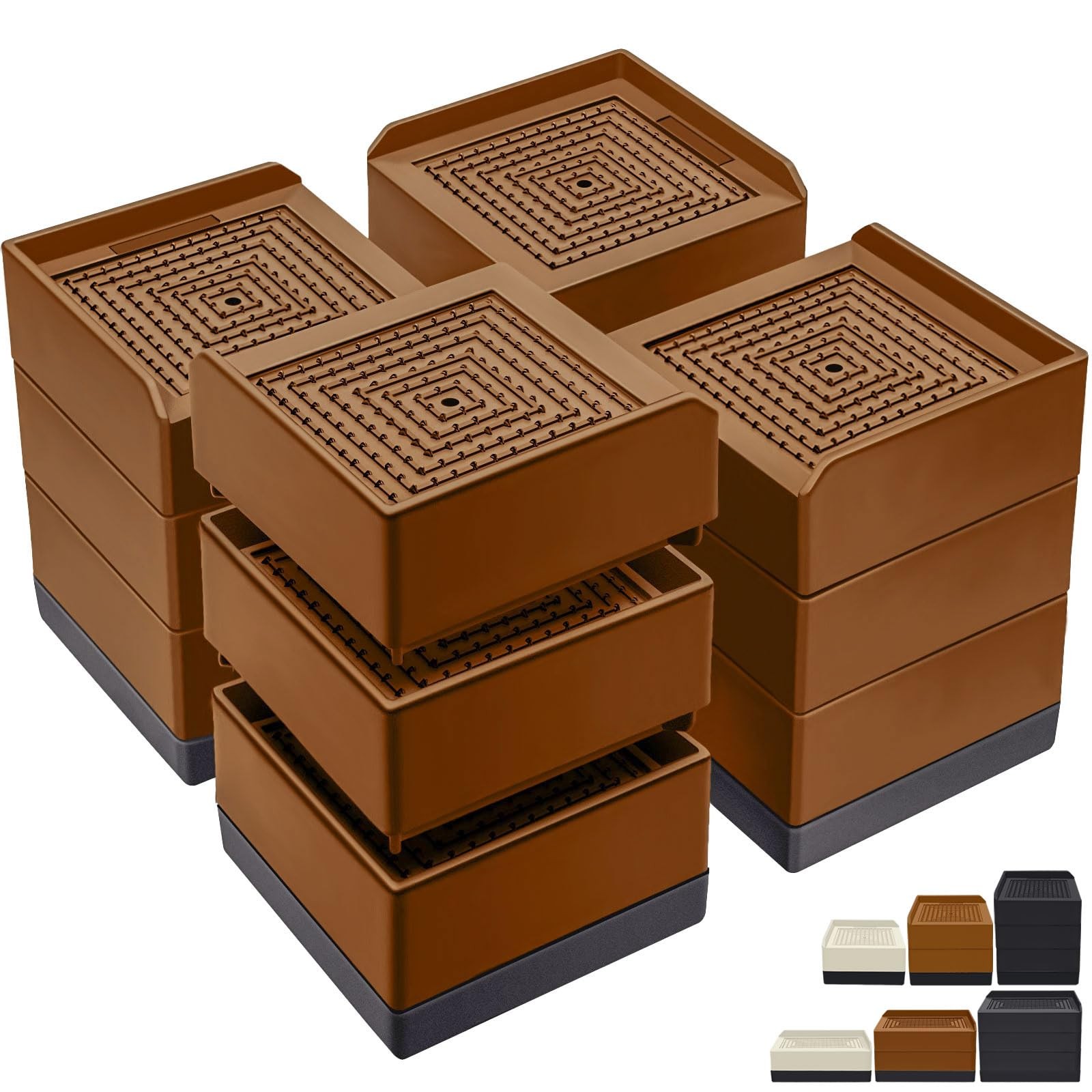 Bed Furniture Risers 4 Inch Heavy Duty Elevator Square Blocks Up To 1300Lbs 4Pcs
