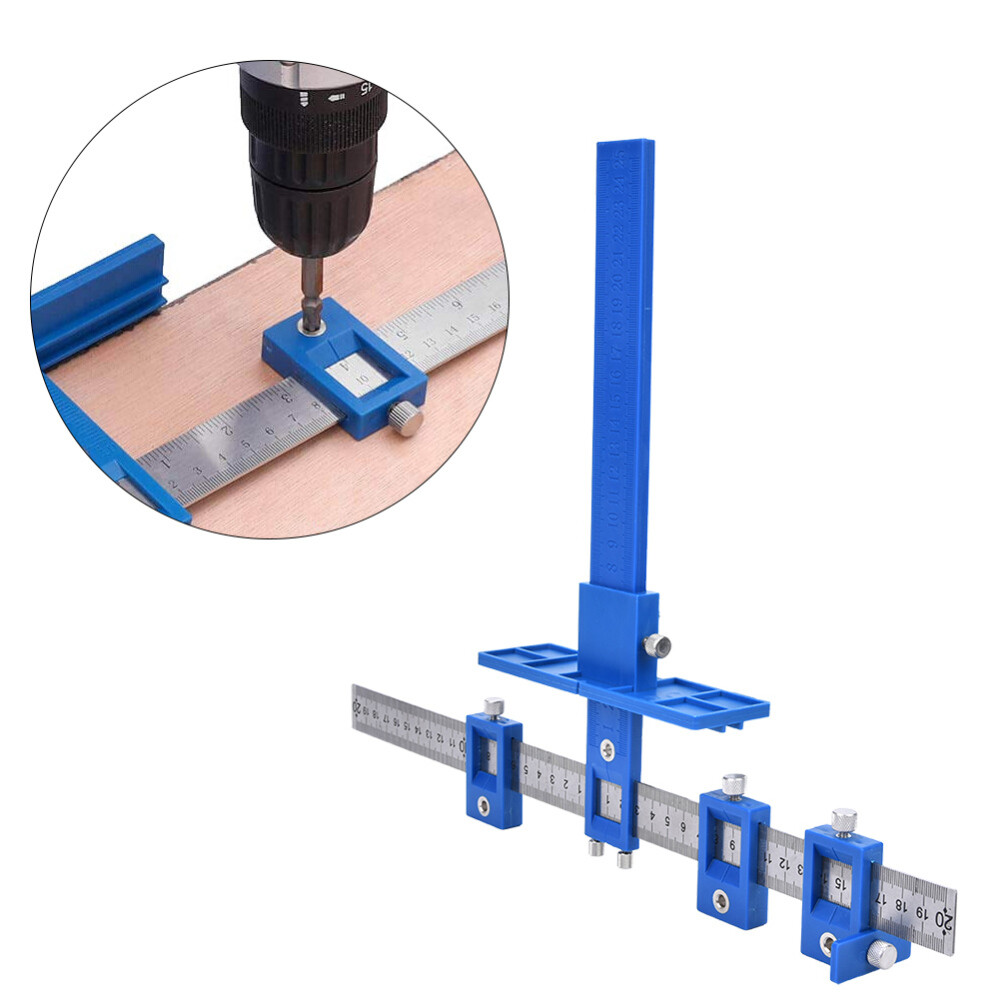 Adjustable Guide Punch Locator Tool Drill Sets Jig Drawer Pull Wood Drilling DIY
