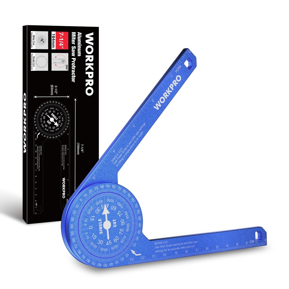 WORKPRO Miter Saw Protractor 7.3-in Angle Finder Featuring Laser Engraved Scales