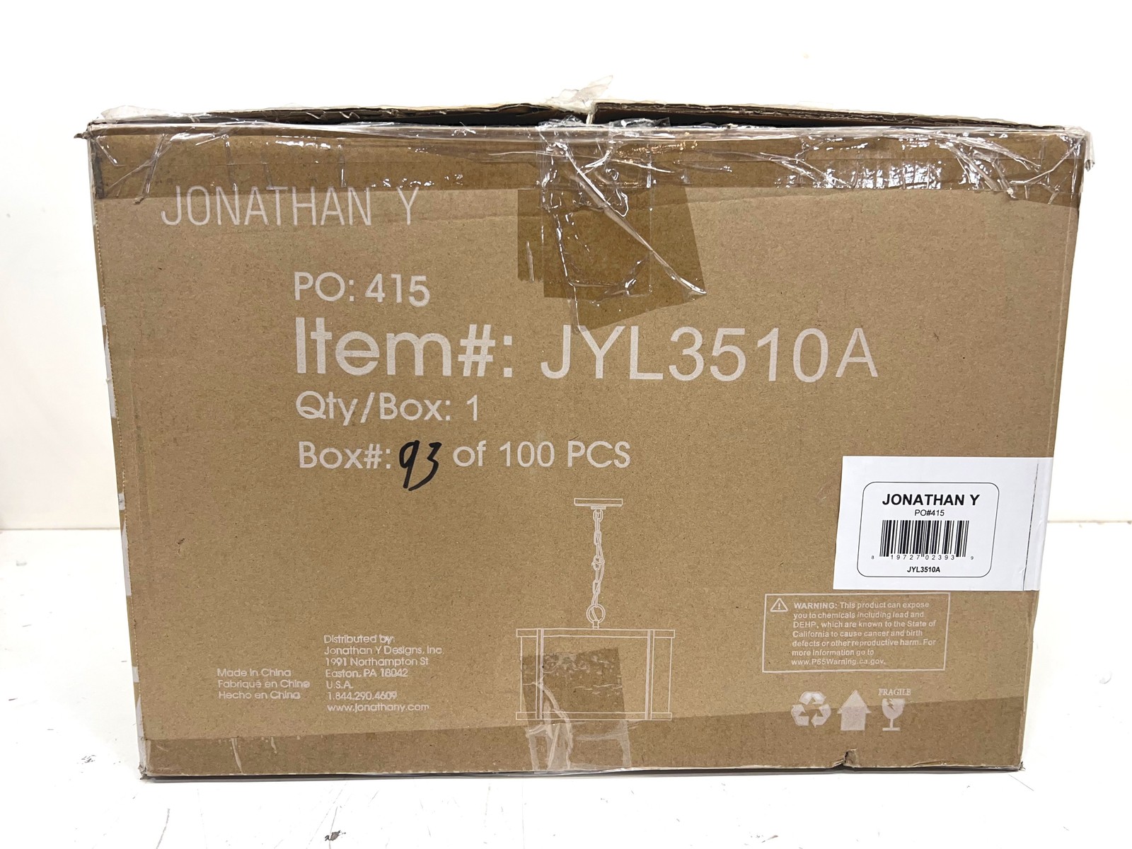 Jonathan Y Thatcher 17 in. 4-Light Pendant Light Oil Rubbed Bronze JYL3510A