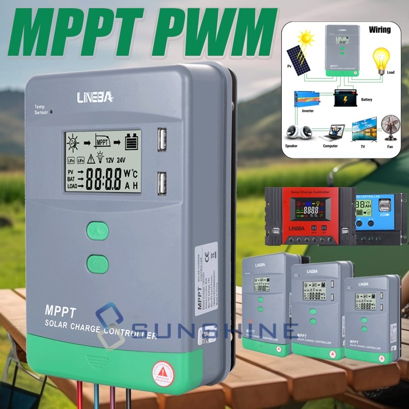30A 60A 100A MPPT Solar Charge Controller 12V/24V/36V/48V DC Input LCD Regulator