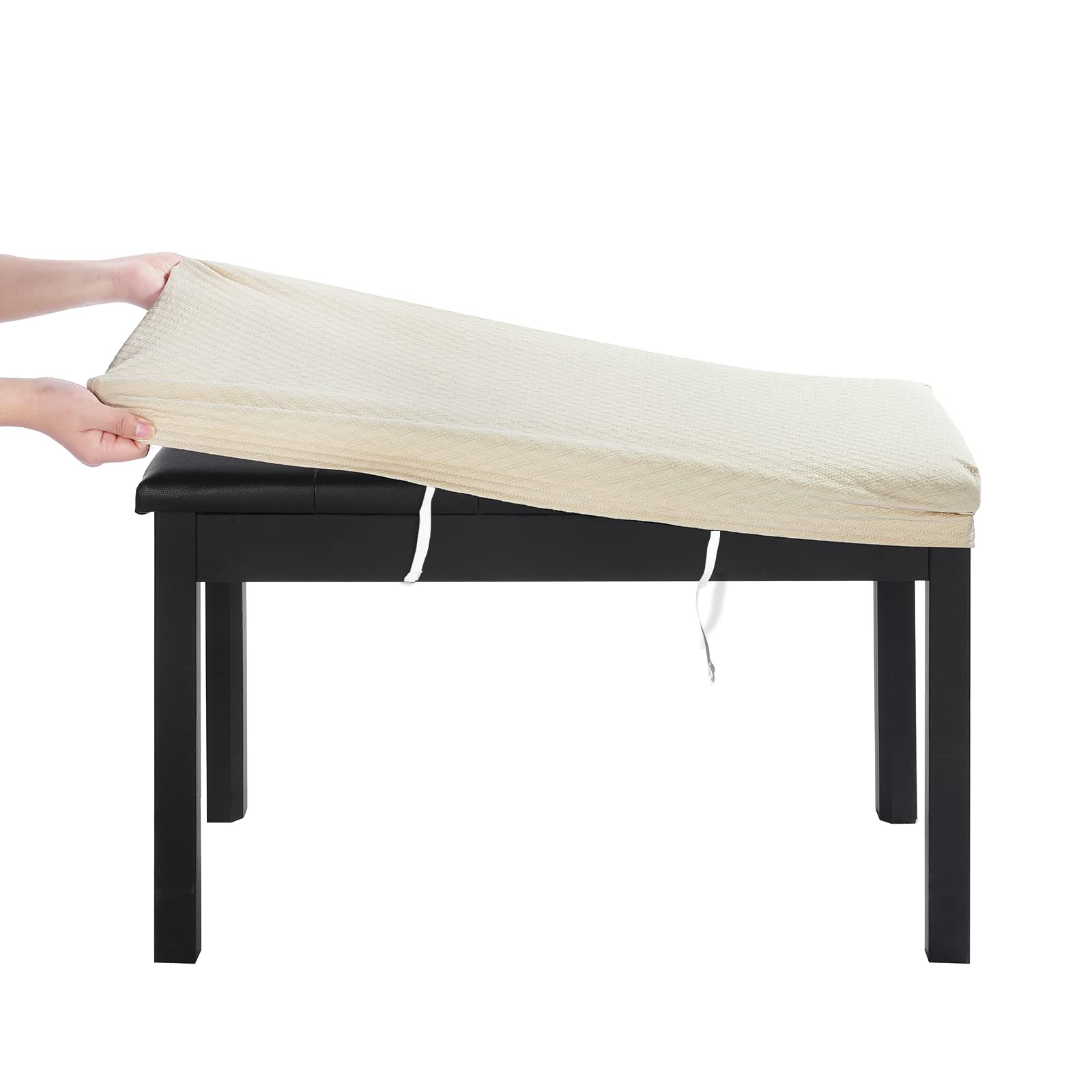 Luxury 2-Person Piano Bench Cover, (27.7"- 37") Lx (12"- 16") W Stretch Jacqu...