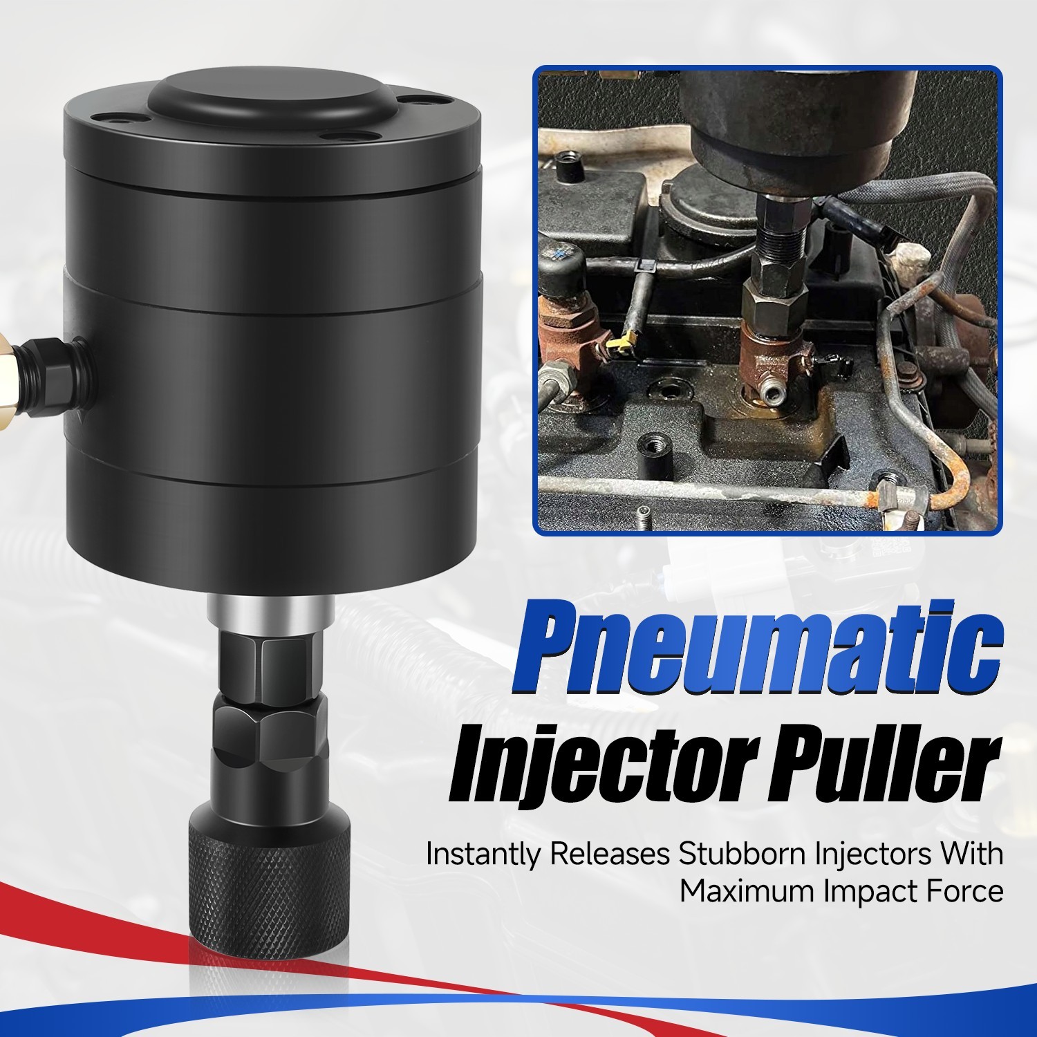 Diesel Injector Removal Puller Pneumatic Injector Extractor Puller Kit 24Pcs