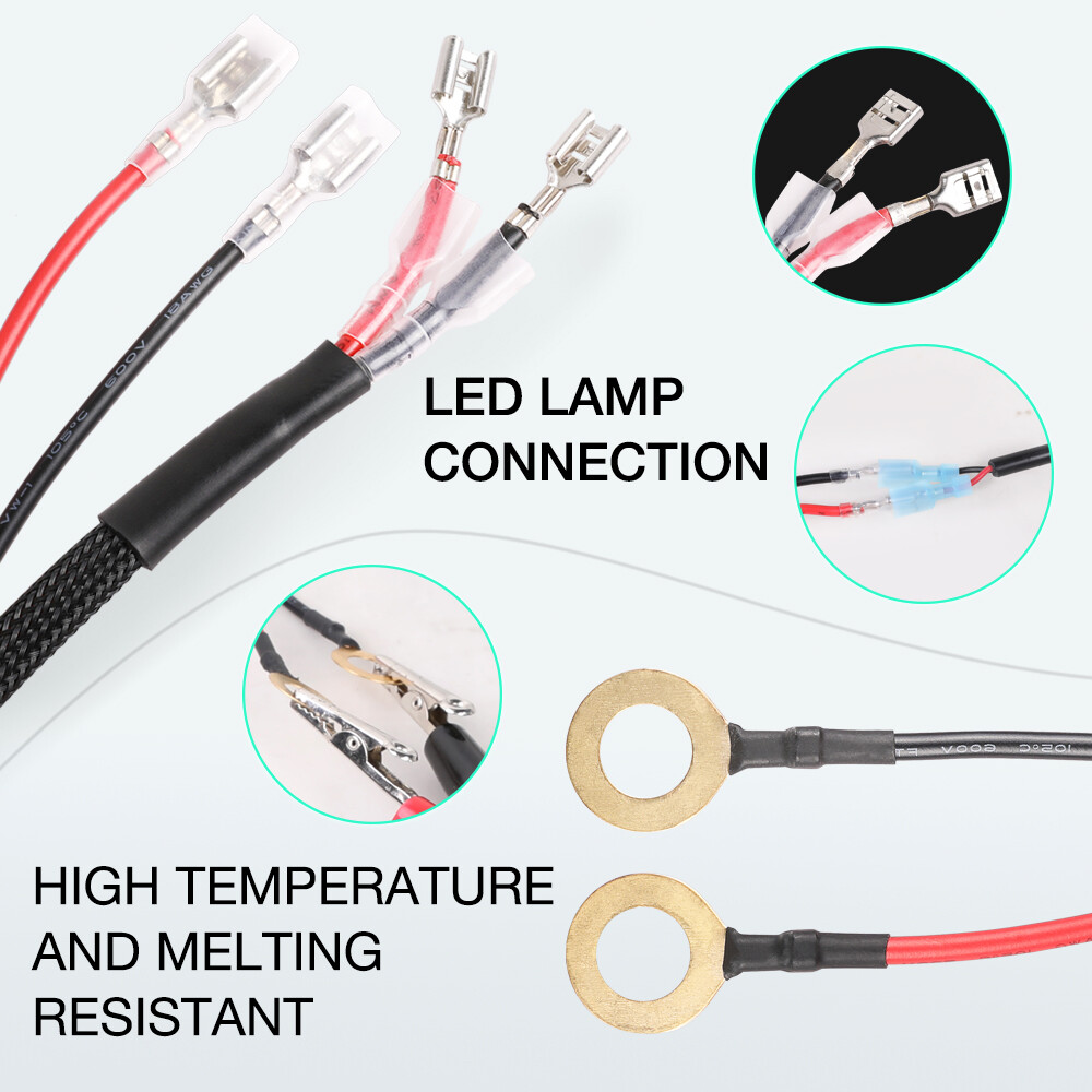 Wireless Remote Control Switch Strobe w/2-Lead Wiring Harness Kit LED Light Bar