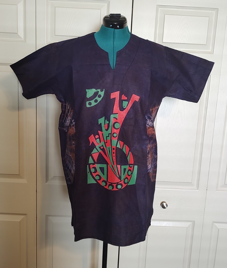 Dashiki Men Shirt Women Top Adire Kampala Haute Blouse Batik Size L