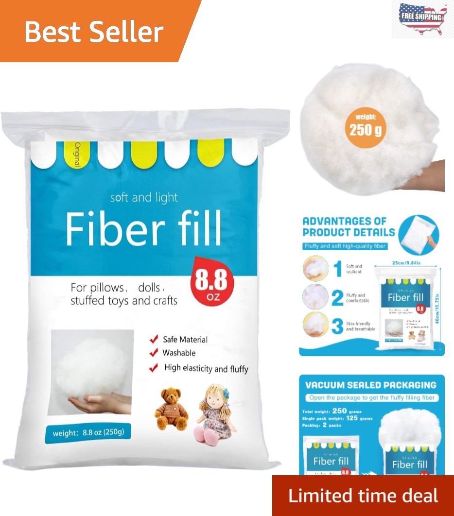 250g  Polyester Fiber Fill - Fluffy, High Resilience Crafting Stuffing