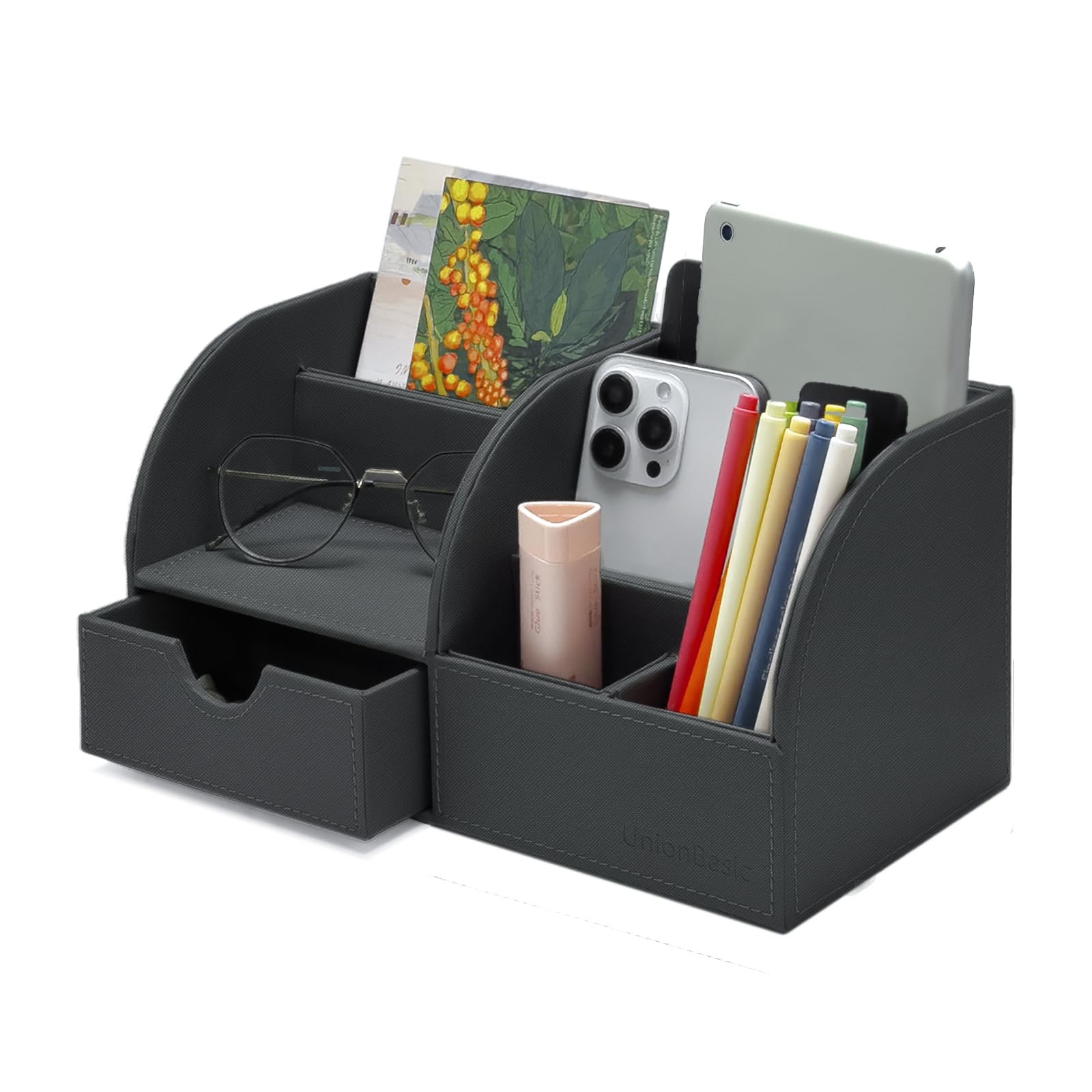 Desk Organizer - Multifunctional Leather Desktop Pen Holder Storage Box - Bus...