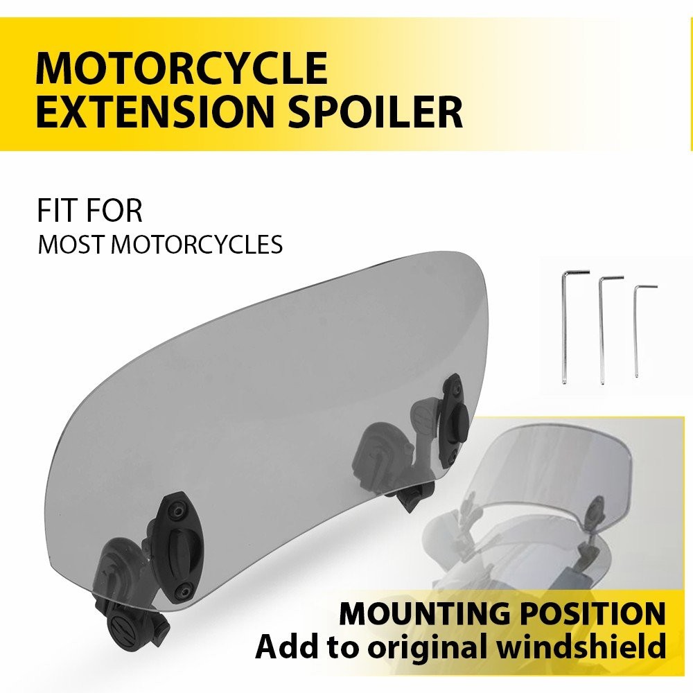 Universa Motorcycle Windshield Wind Screen Deflector Extension Spoiler Clip On N