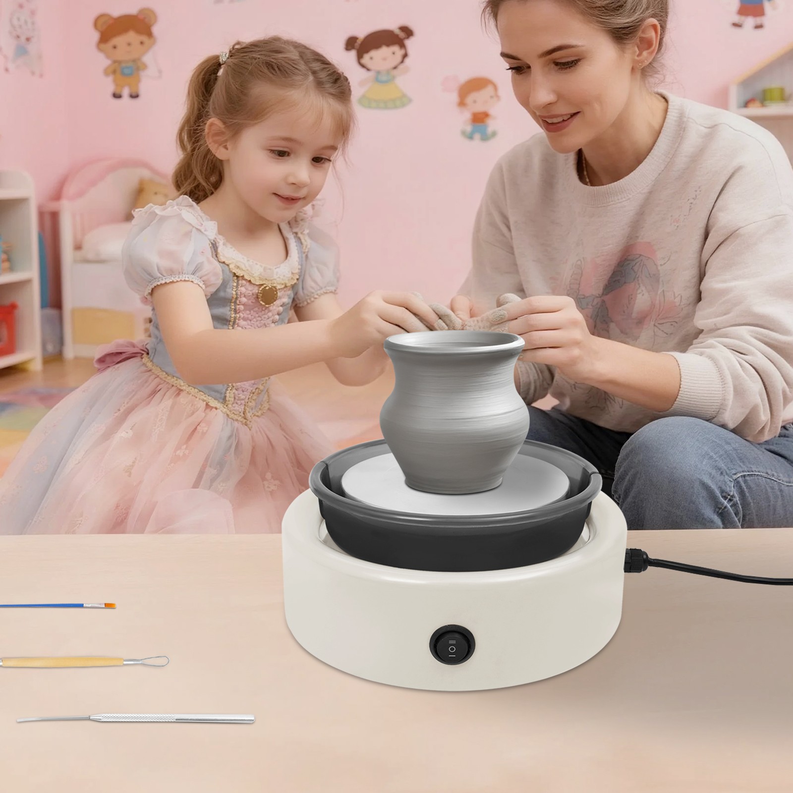 Mini Pottery Wheel Machine for Beginners Adult, Adjustable Speed Pottery Machine