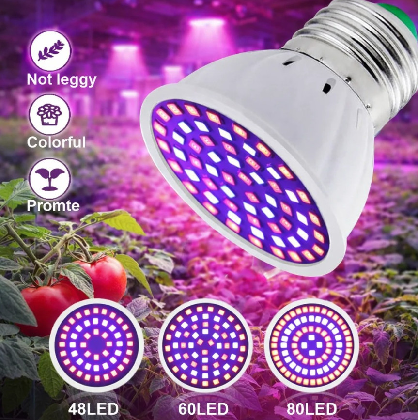 1pc E27 LED Grow Light Bulb 60LED Full Spectrum 220V Plant Lamp - NEW