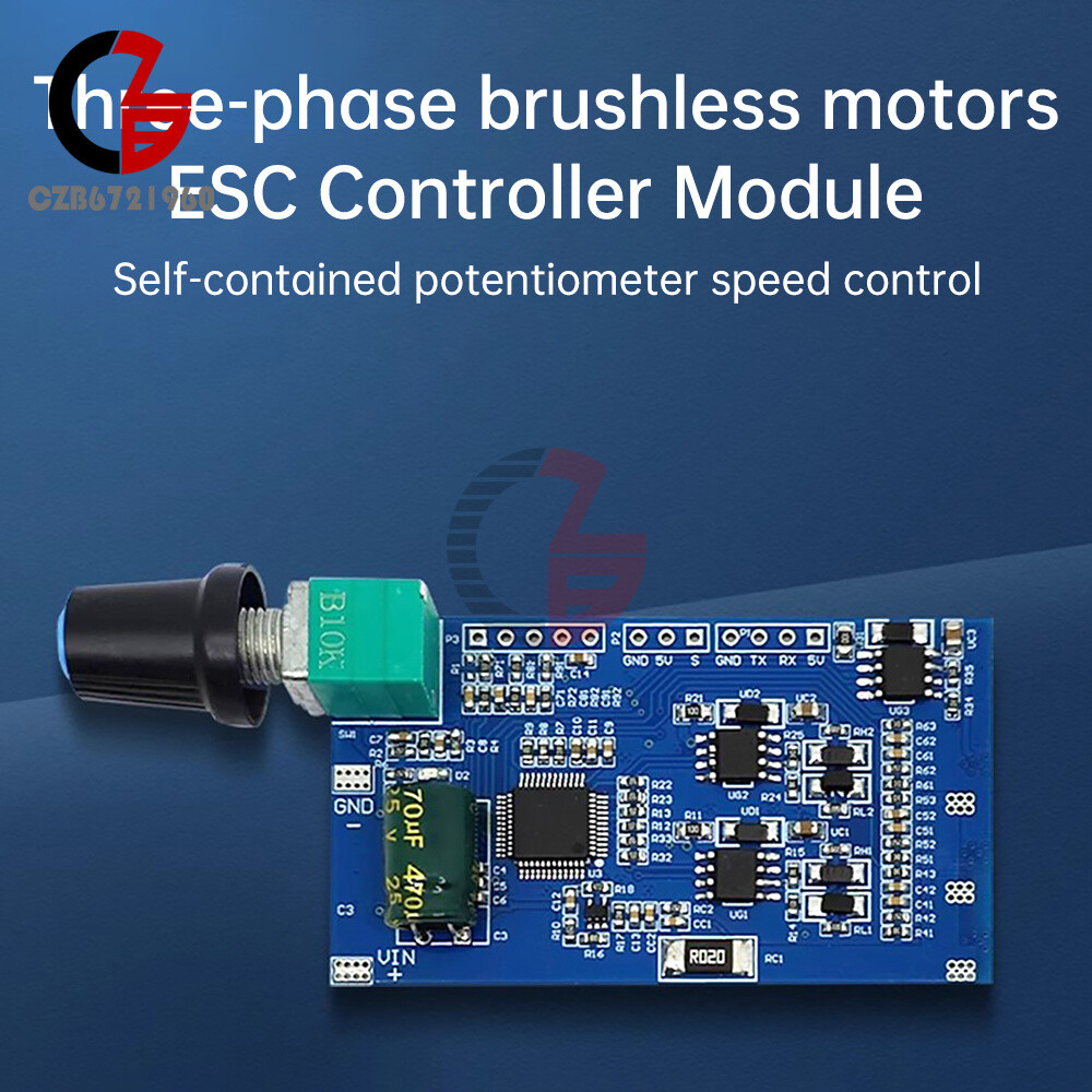 3-Phase Brushless Motor ESC Speed Controller Module W/ Hall DC12-24V 10A STC32G
