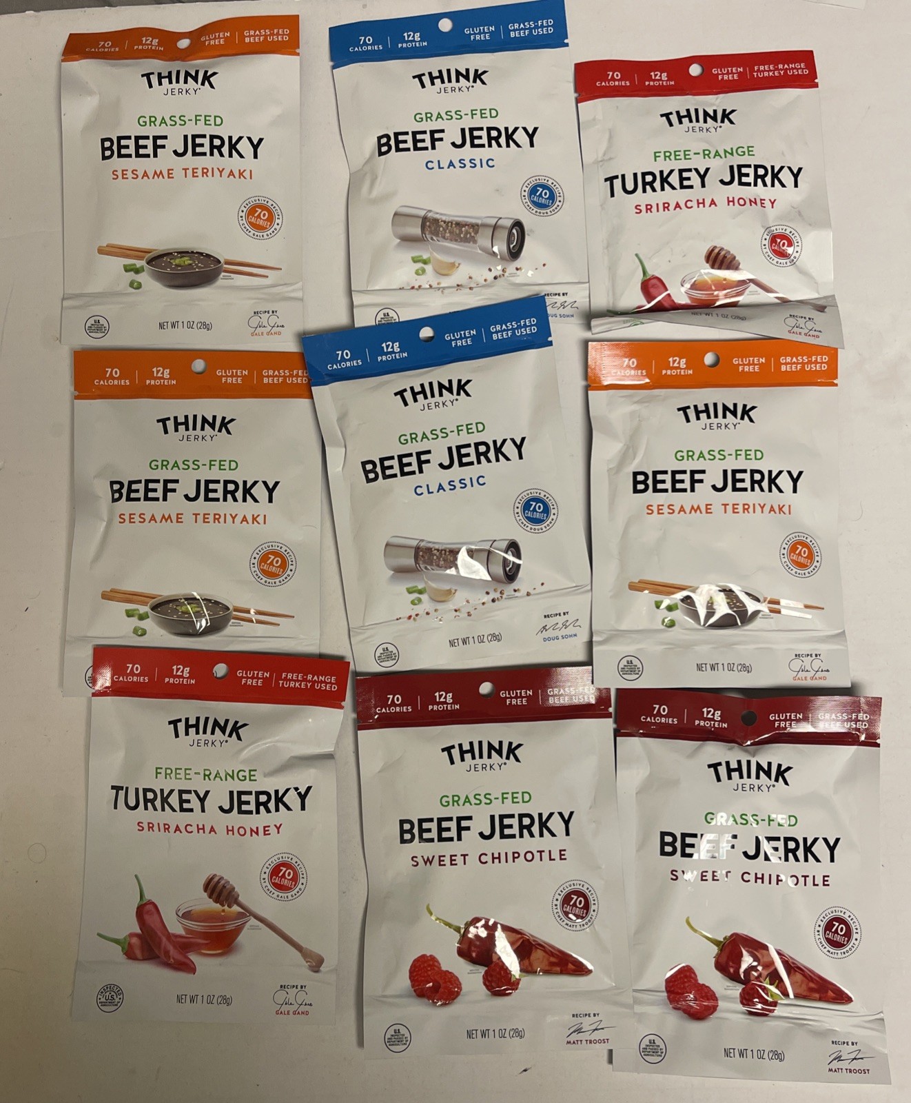 THINK (9 PACK) Gluten Free Grass Fed Classic Flavor Beef Jerky 1 Oz  Exp 2026