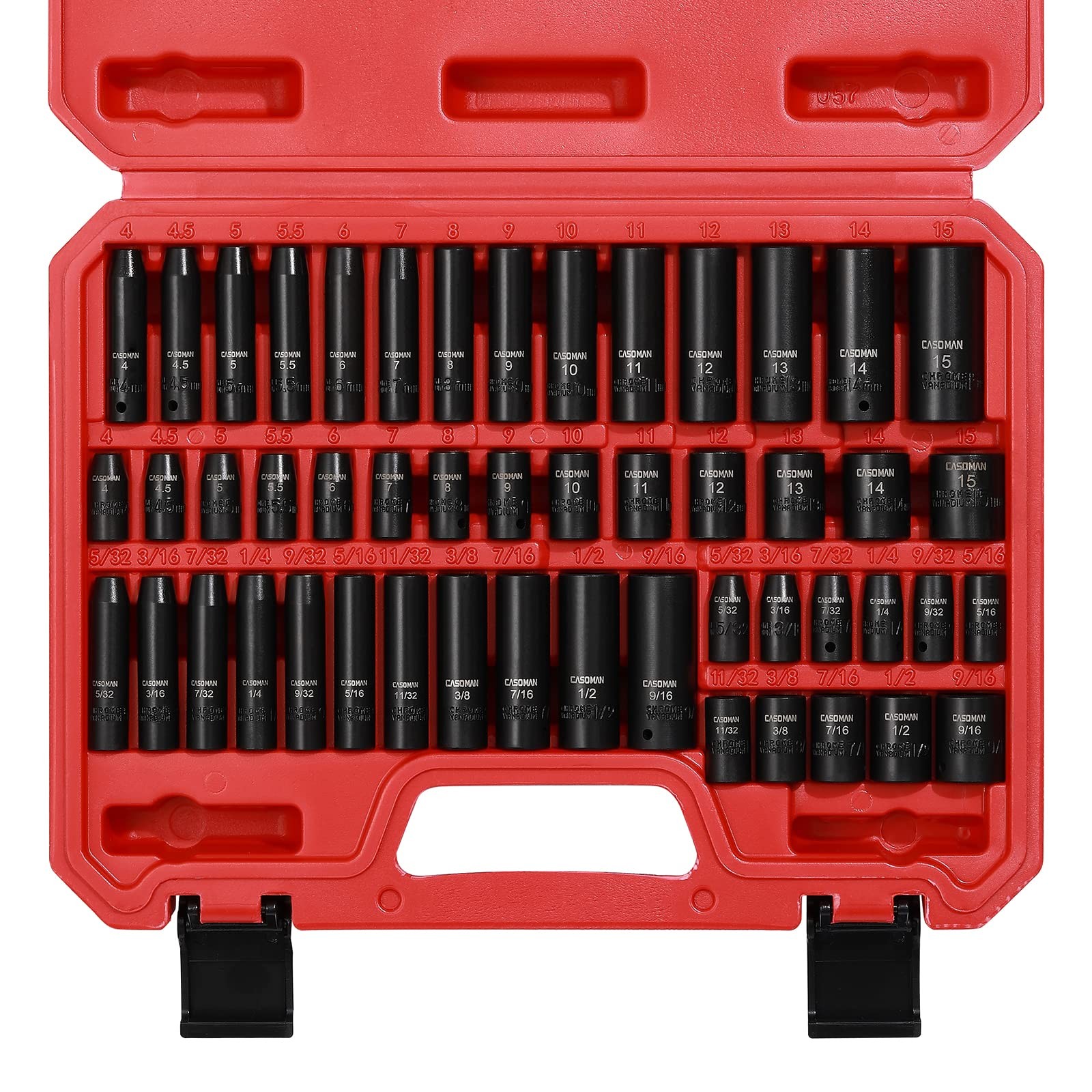 CASOMAN 1/4 Inch Drive Master Impact Socket Set, 1/4"Dr. Metric & SAE