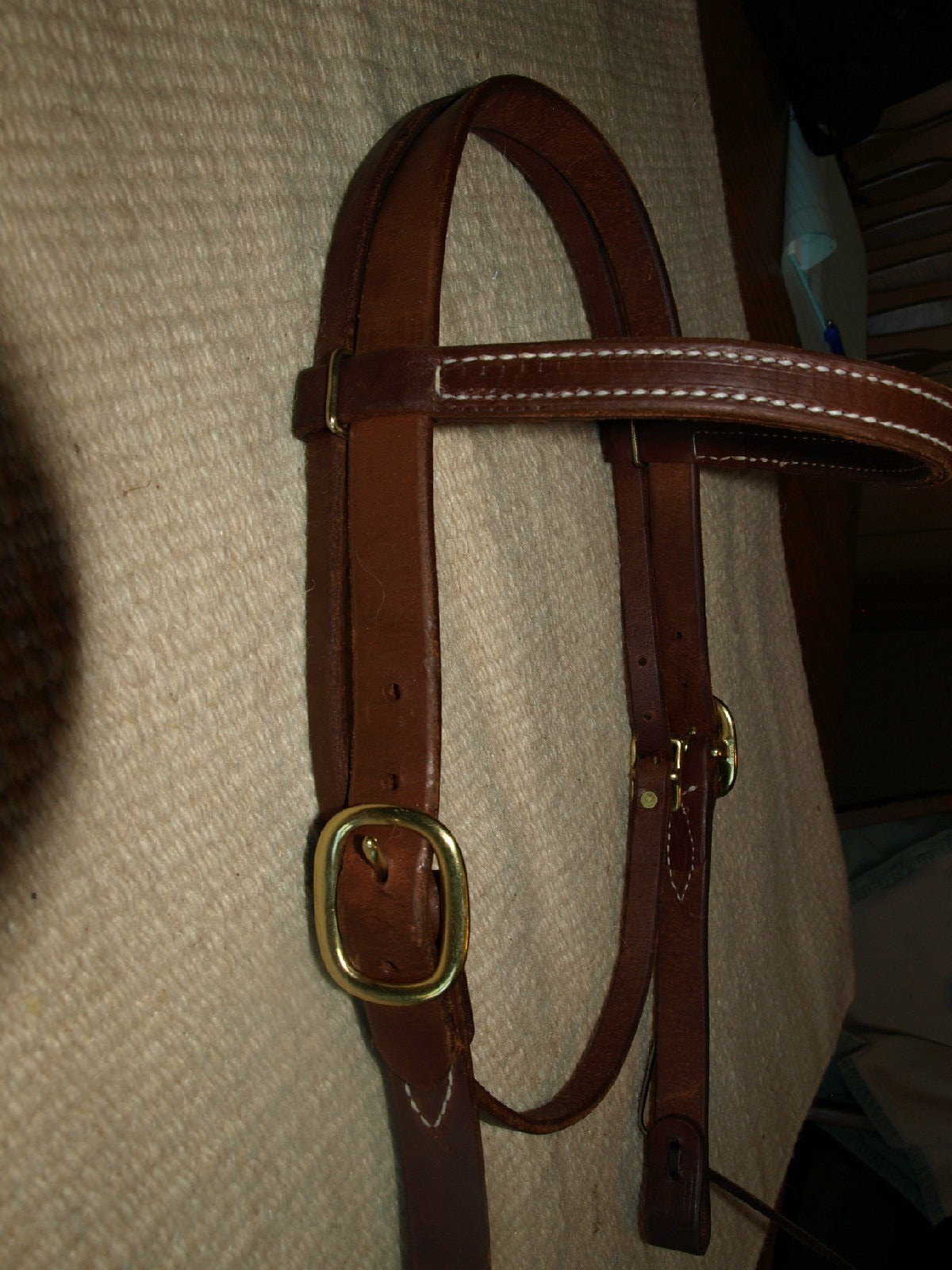 Western harness leather 1" cheek browband bridle headstall OILED cowboy H1010