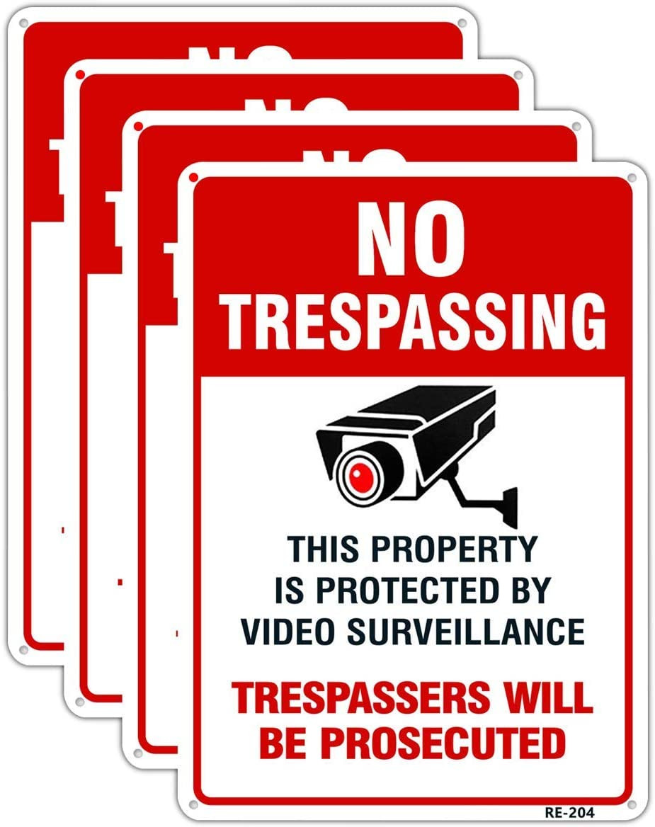 Large Video Surveillance Signs Outdoor,No Trespassing Sign Aluminum 10X14 Inch U