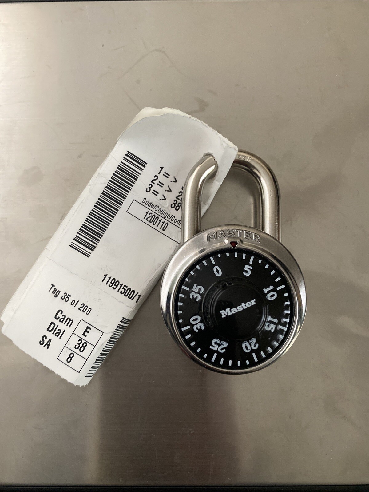 Master Lock Preset Combination Padlock, 1-7/8 in. Wide, Black Dial
