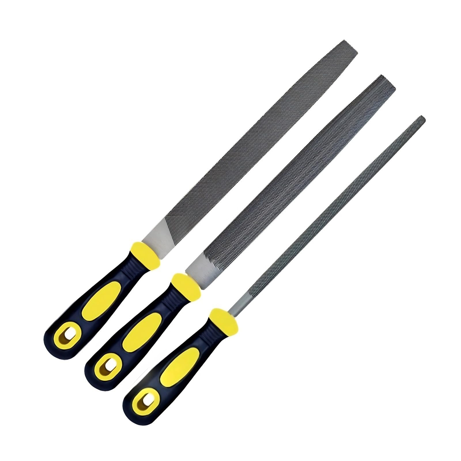 3 pcs Metal File Set, 8-inch,Professional High Carbon Steel 8 inch, Yellow