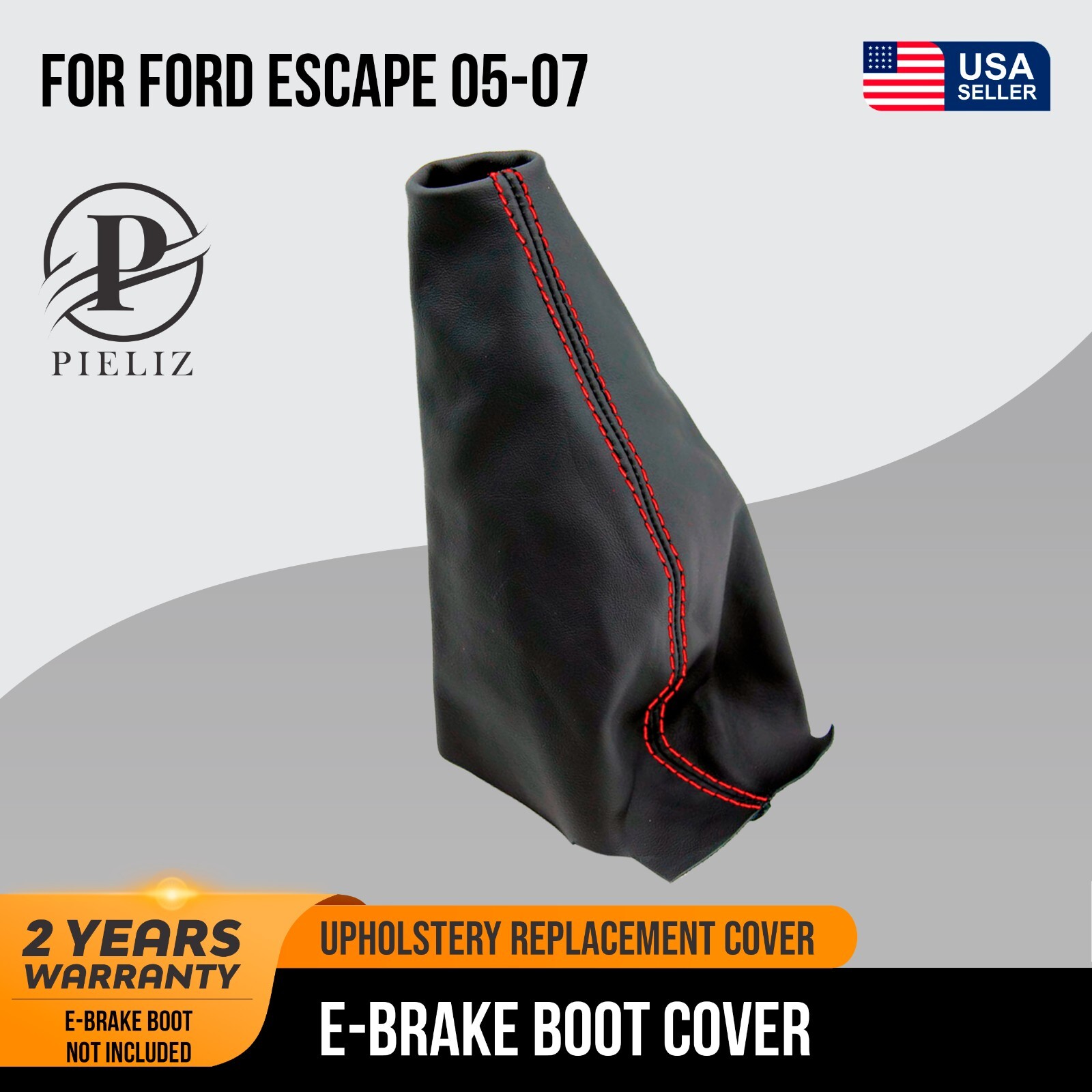 E Brake Boot Cover PVC Leather Fit for Ford Escape 2005-2007 Red Stitch