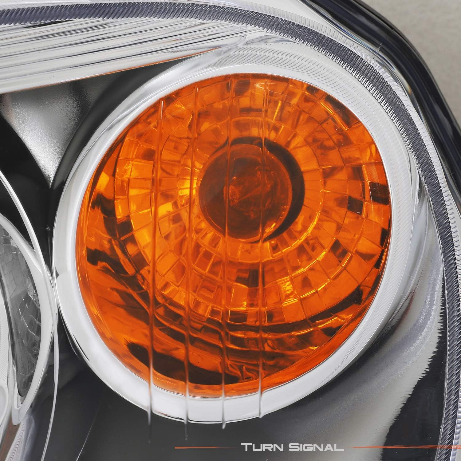 Headlights Driver Pair Passenger Head Lamps For Chevy HHR Amber Chrome Bezel