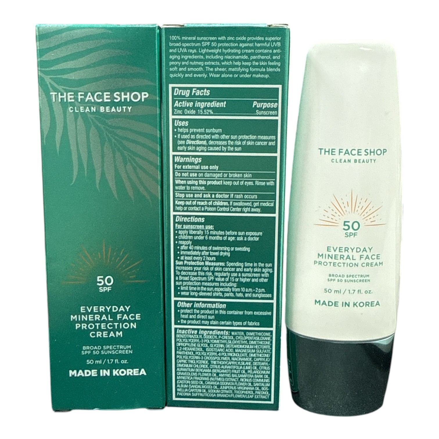 $The Face Shop Everyday Mineral Face Protection Cream SPF50 (50ml/1.7oz) LOT OF2