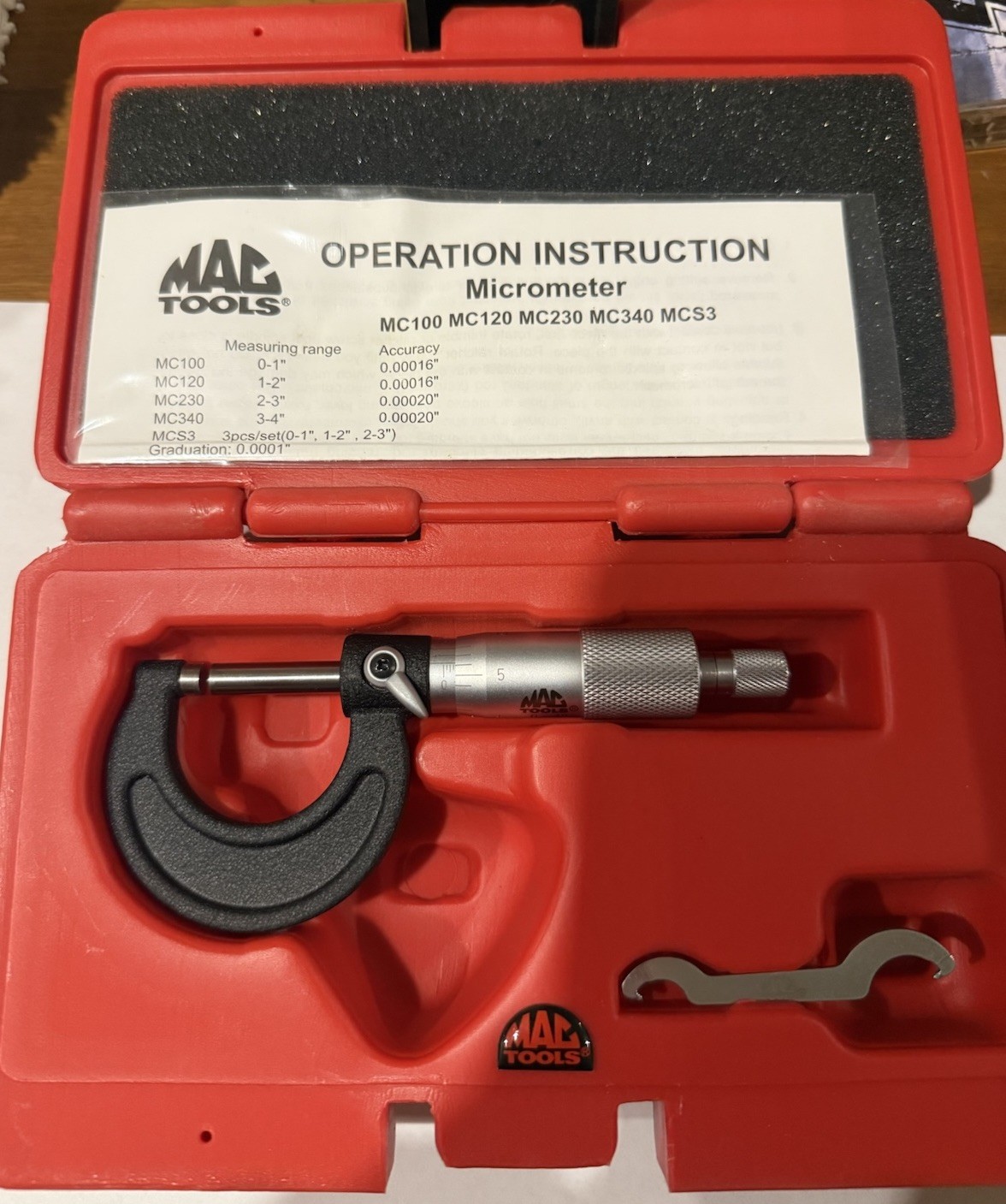 Mac Tools MC 100 Micrometer 0-1"