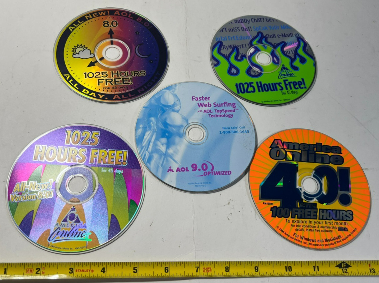 AOL "AMERICA ONLINE" "INTERNET" Disc vintage Lot of 5 #2