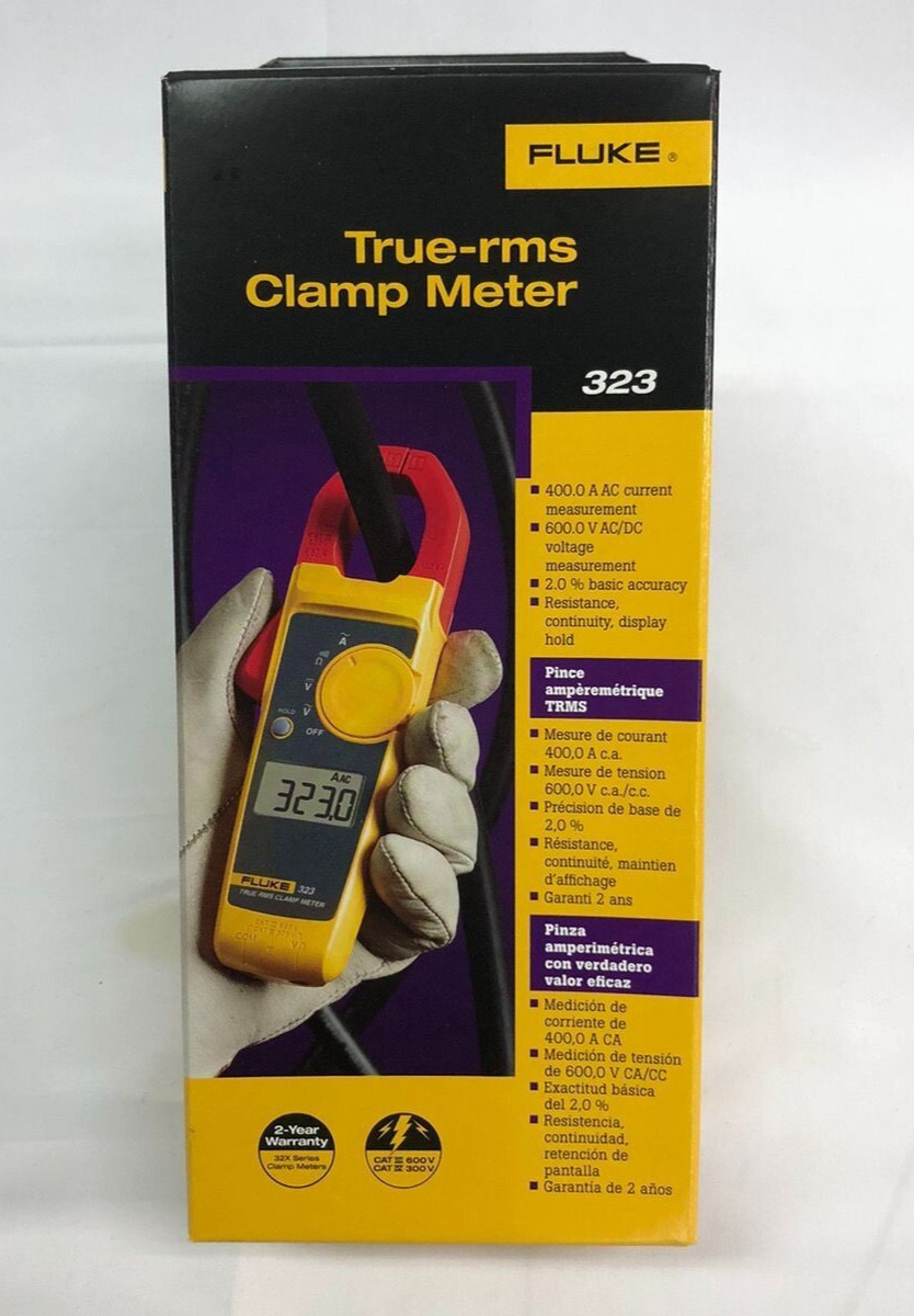 Fluke 323 True RMS Clamp Meter Tester 600V AC DC Measures AC Current 400 Amp