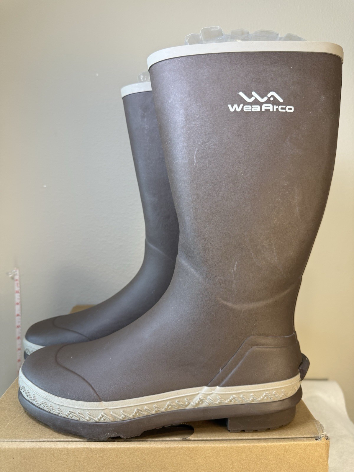 WeaArco Wading Boots Size 12 Brown Waterproof Rubber Fishing Hunting Outdoor New