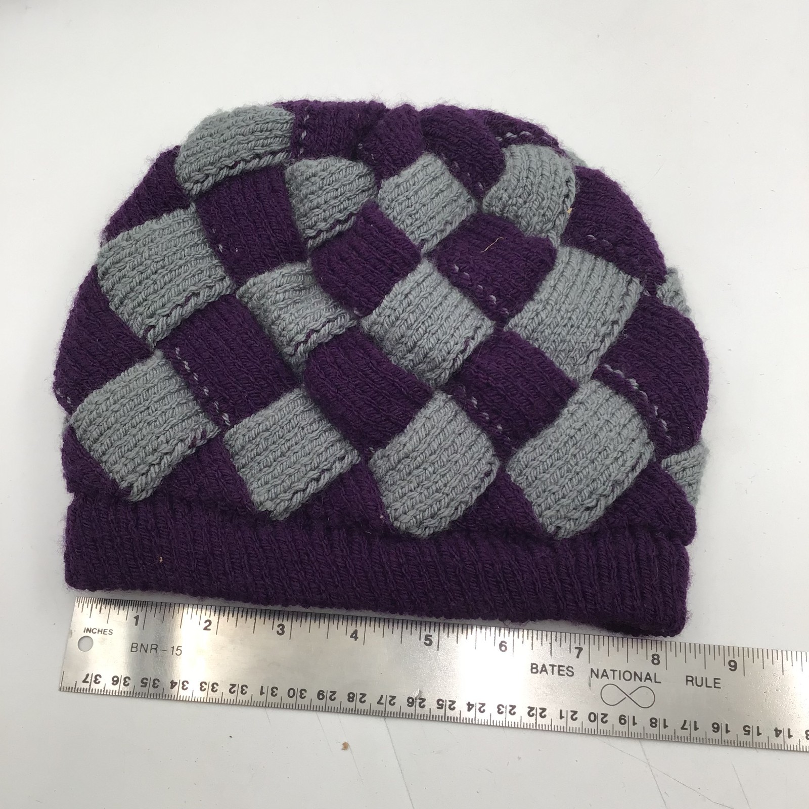 Colorado Rockies Colors Adult Beanie Knit Checkerboard Purple Gray Pattern