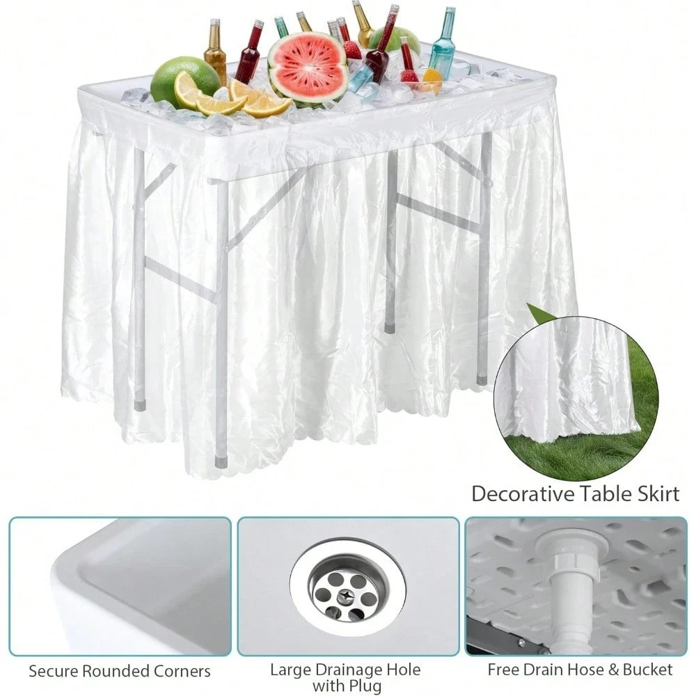 Folding Ice Cooler Table with Drain Hose