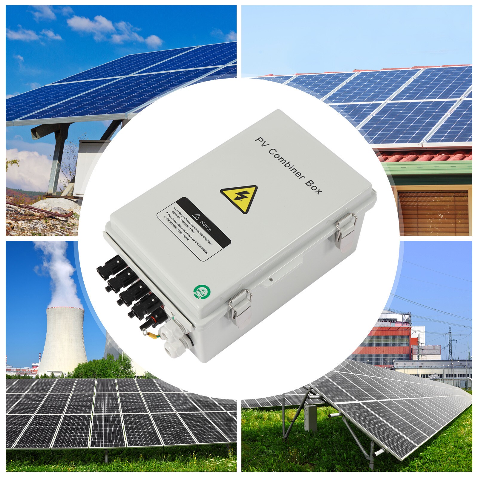 4String Solar PV Combiner Box 63A Circuit Breaker Solar Panel System Waterproof