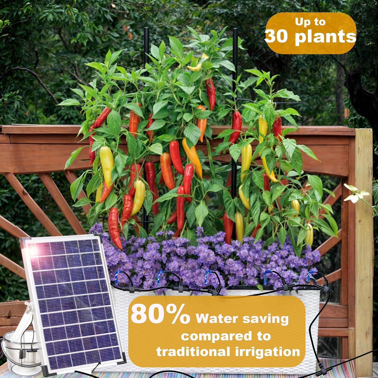 Solar Drip Irrigation System with Timer, Programmable Smart Watering with 2200Ma