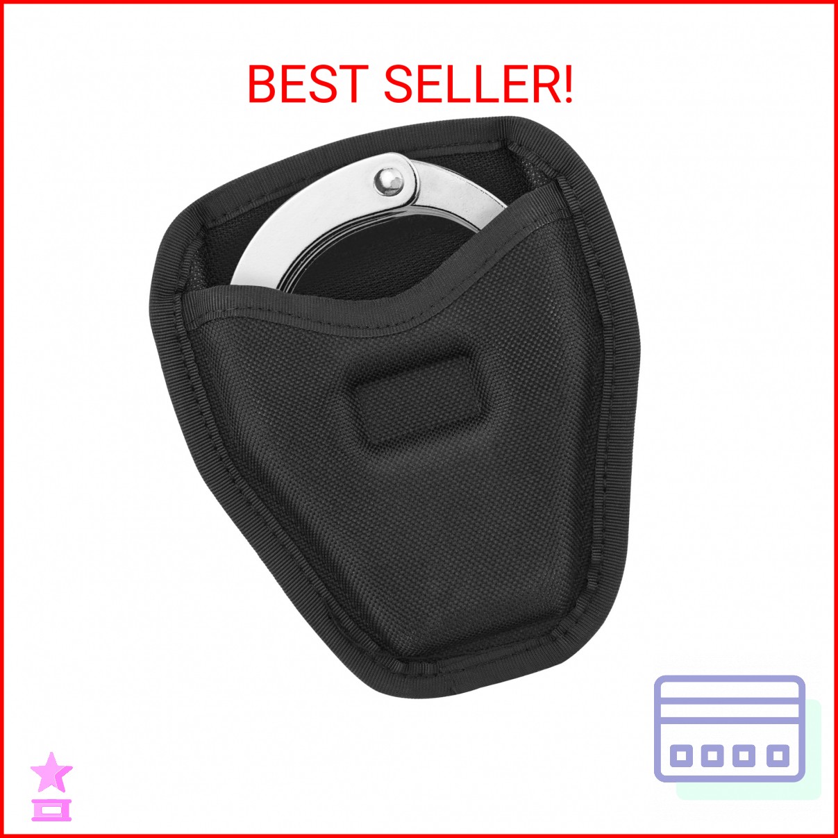 Handcuff Case, Open Top Handcuff Holder Holster, 600D Nylon Cuff Pouch for Duty