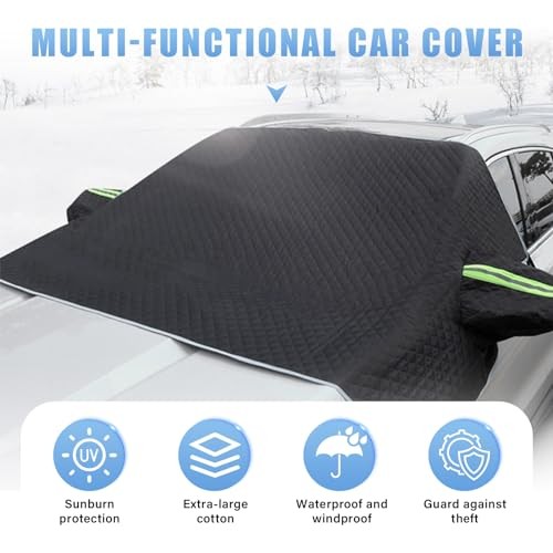 Car Windshield Snow Cover, 5 Layers Magnetic Auto Windshield Protector Black