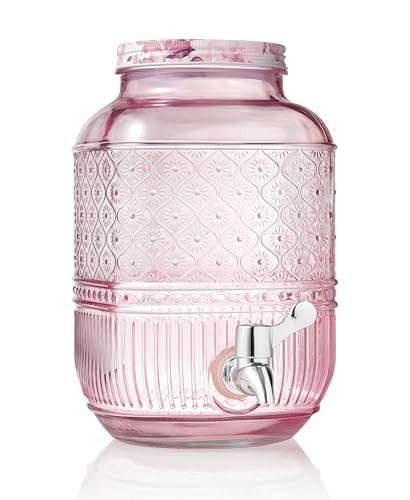 Drink Dispenser, Glass Water Dispenser, Large Beverage Dispenser with Spigot,