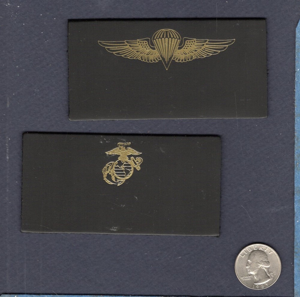 GLOBE ANCHOR or JUMP WING USMC Marine Corps Personalized Leather Name Tag Patch