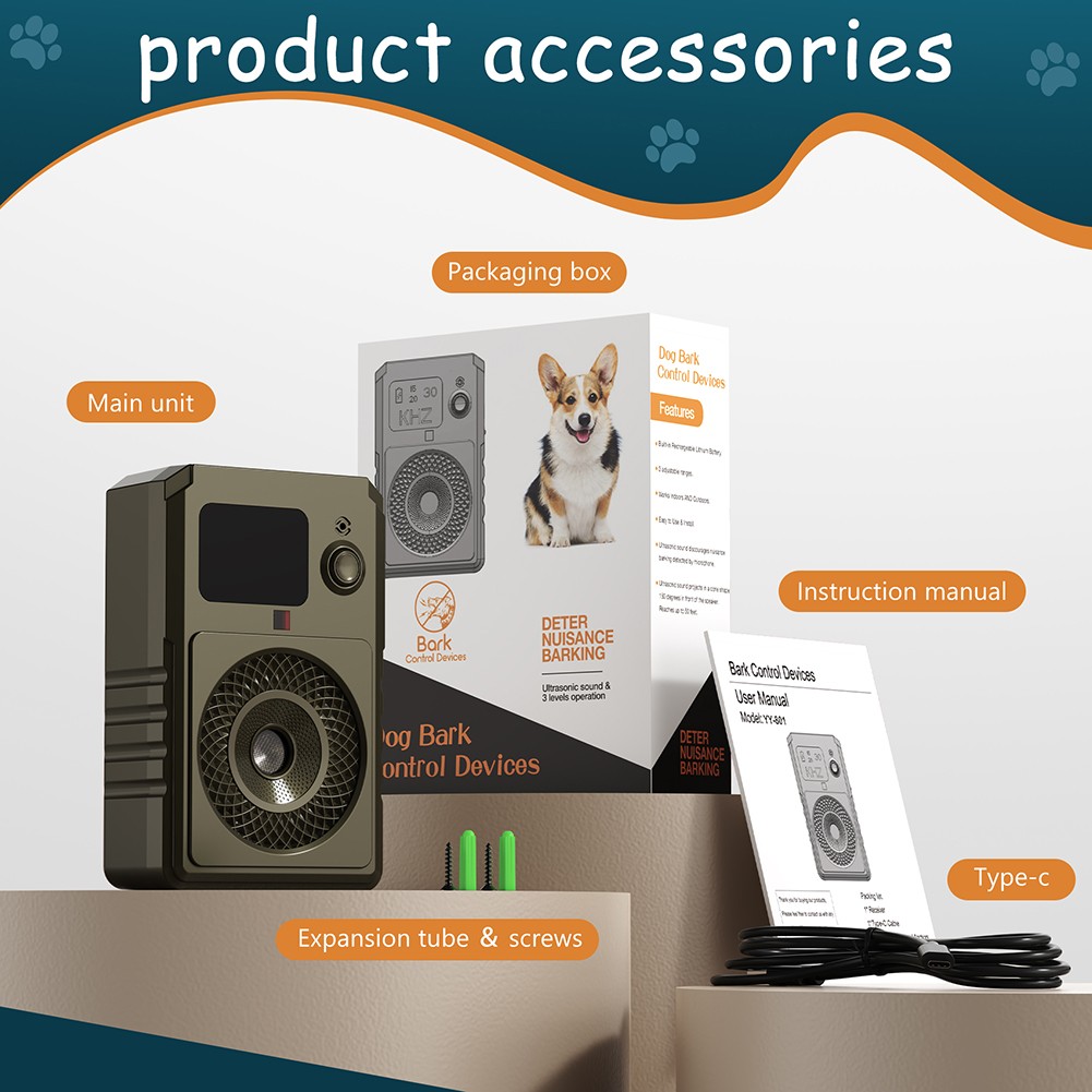 Ultrasonic Automatic Anti-Barking Device Dog Barking Control Type-C Rechargeable