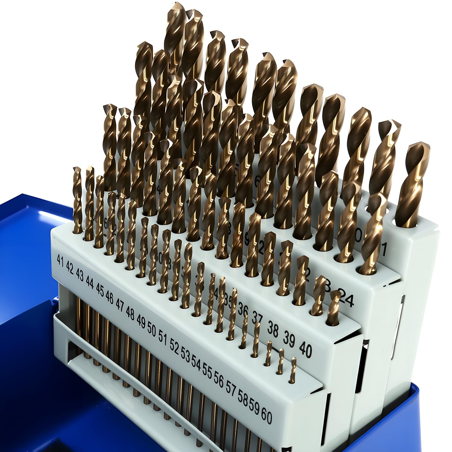 Number Size Drill Bit Set, 60pcs M35 High Speed Steel Jobber Length Drill Bit