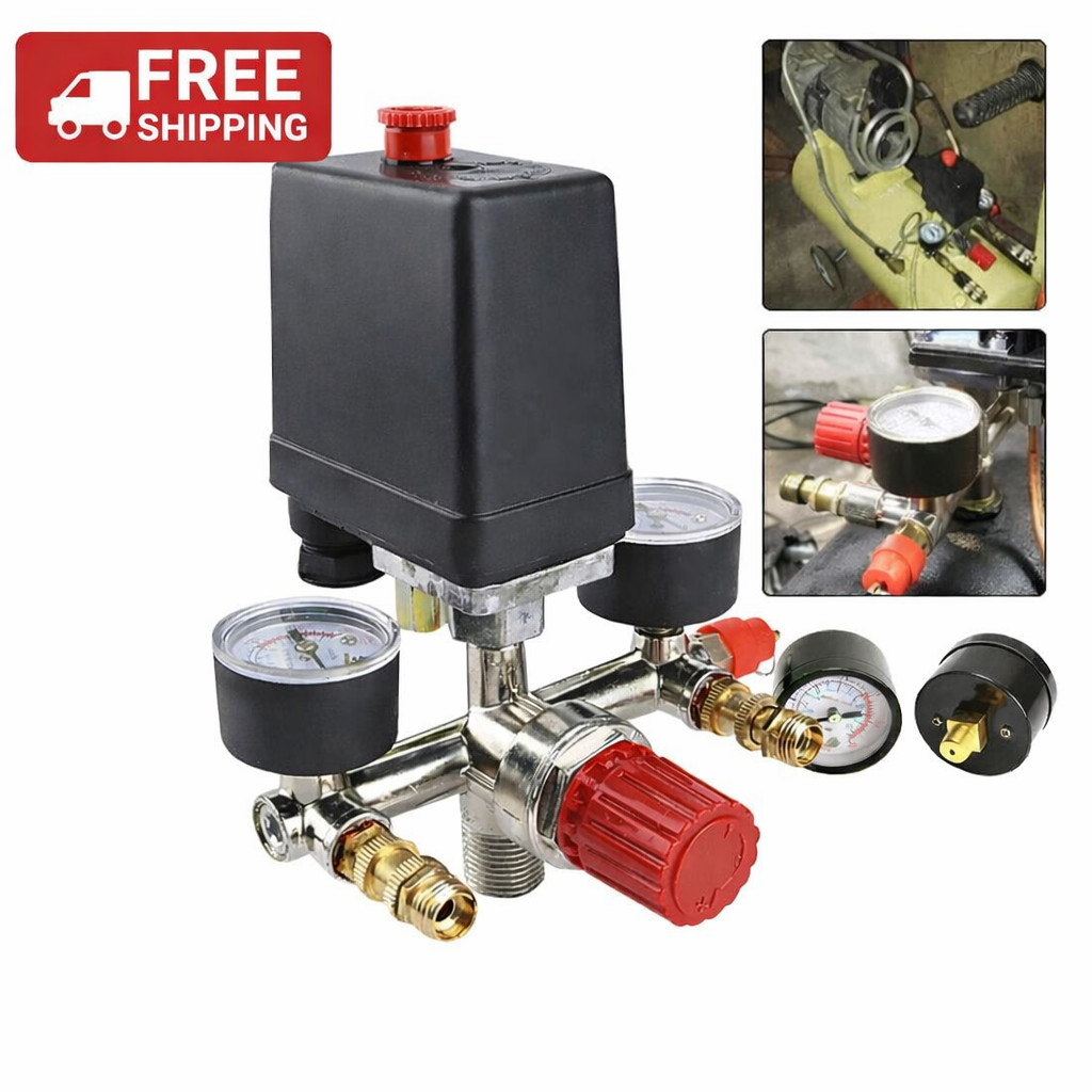 230V Pressure Switch Air Valve Manifold Compressor Control Regulator Gauges UK