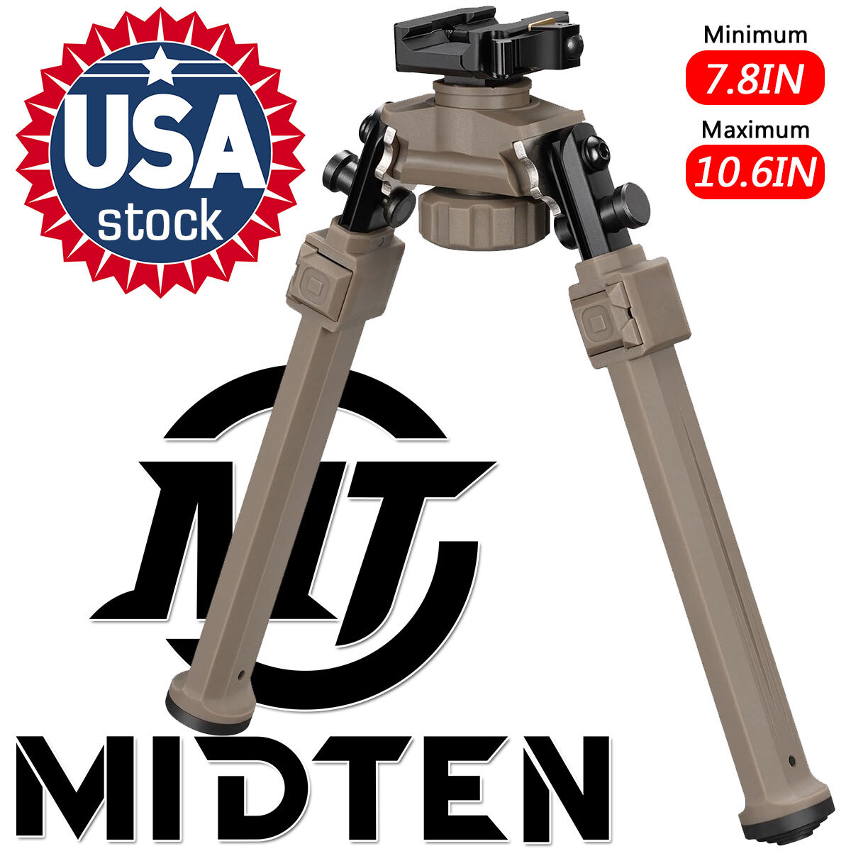 7.8-10.6" Folding Hunting Rifle Bipod 360° Swivel Fits 20mm Picatinny Rail Mount