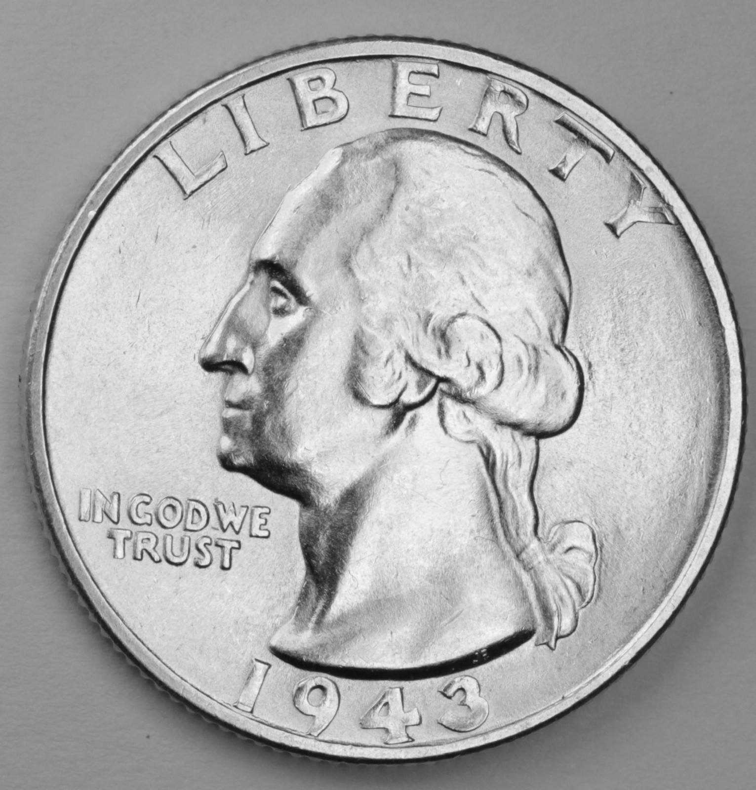 1943-s Washington Quarter.  Blast White, Minimum Bag Marks. B.U.  (Inventory A)