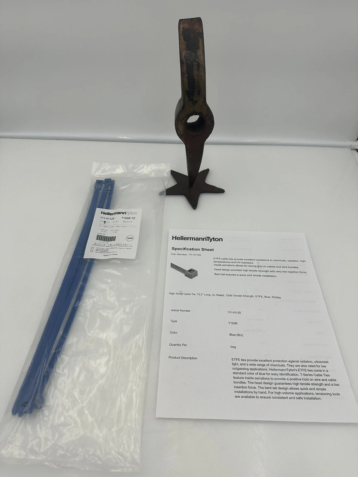 HellermannTyton 111-01125 T120R-TZ ETFE High-Temp Cable Tie Blue 15.2" 5/Pk NEW