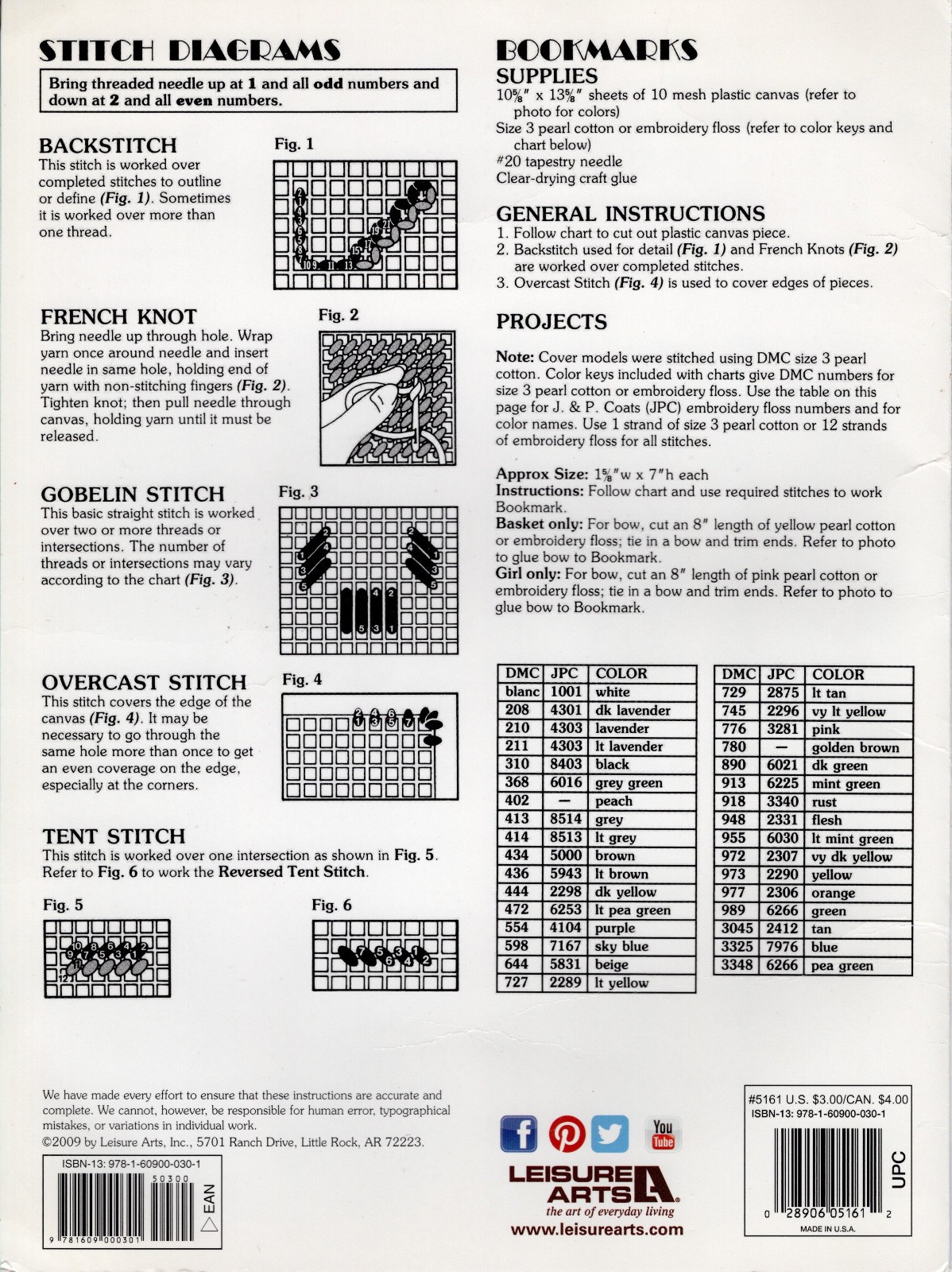 "Bookmarks in Plastic Canvas" ©2009 Leisure Arts Needlepoint Leaflet 5161