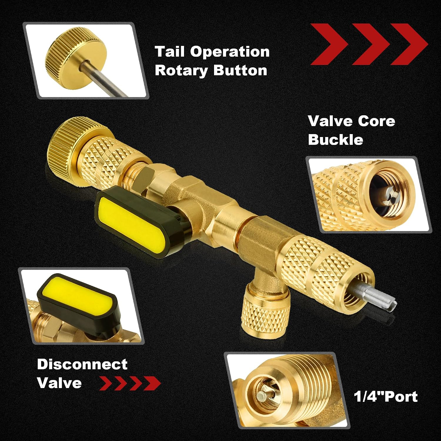 HVAC Valve Core Removal Tool, R410A Mini Split Adapter, Refrigerant Low Loss Fit