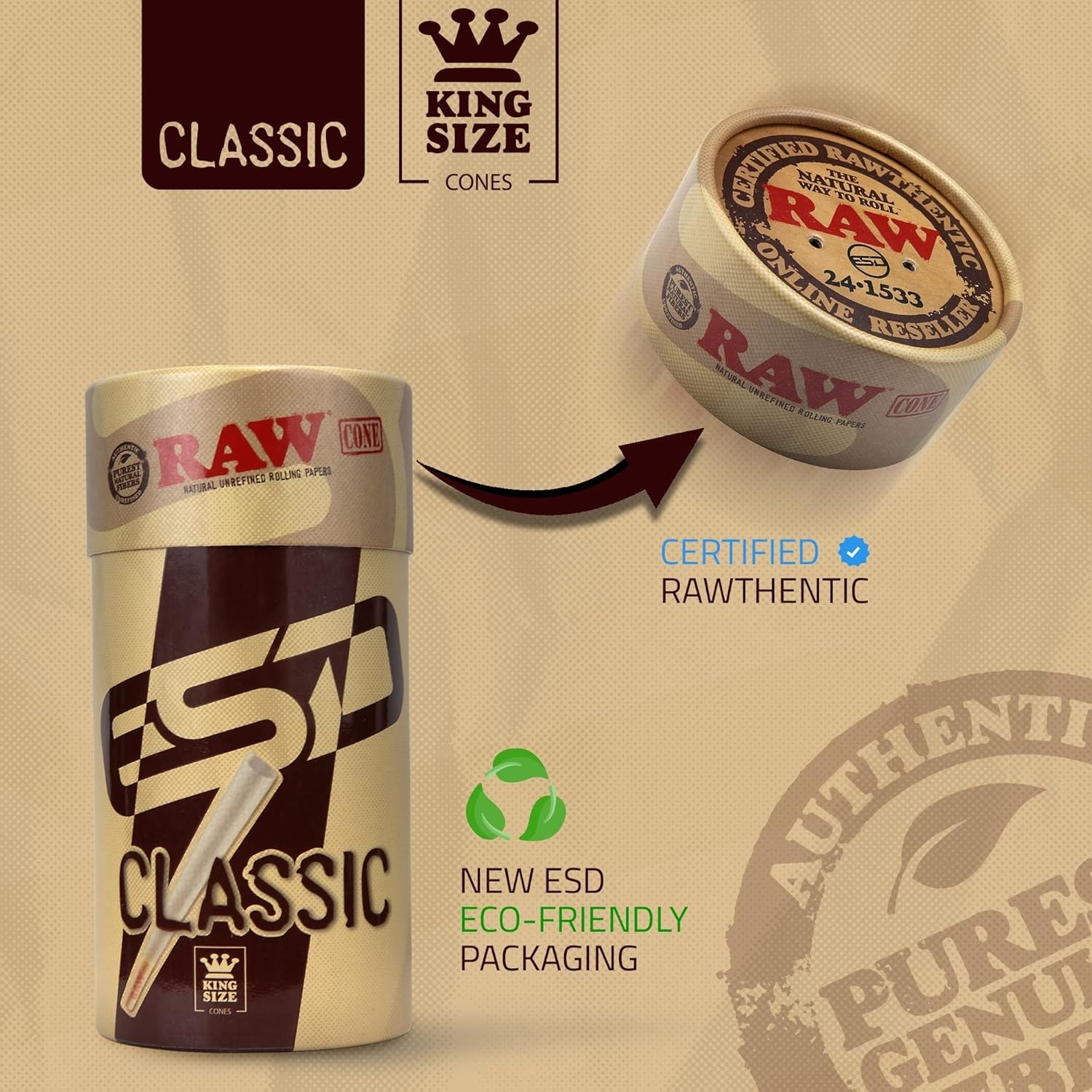 RAW King Size Case Holder Bundle | 50 RAW Pre-Rolled Cones & Three Tree Case